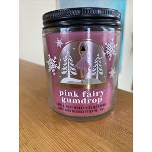 Bath & Body Works PINK FAIRY GUMDROP Single Wick Candle 7 oz 2022 NEW Ballerina